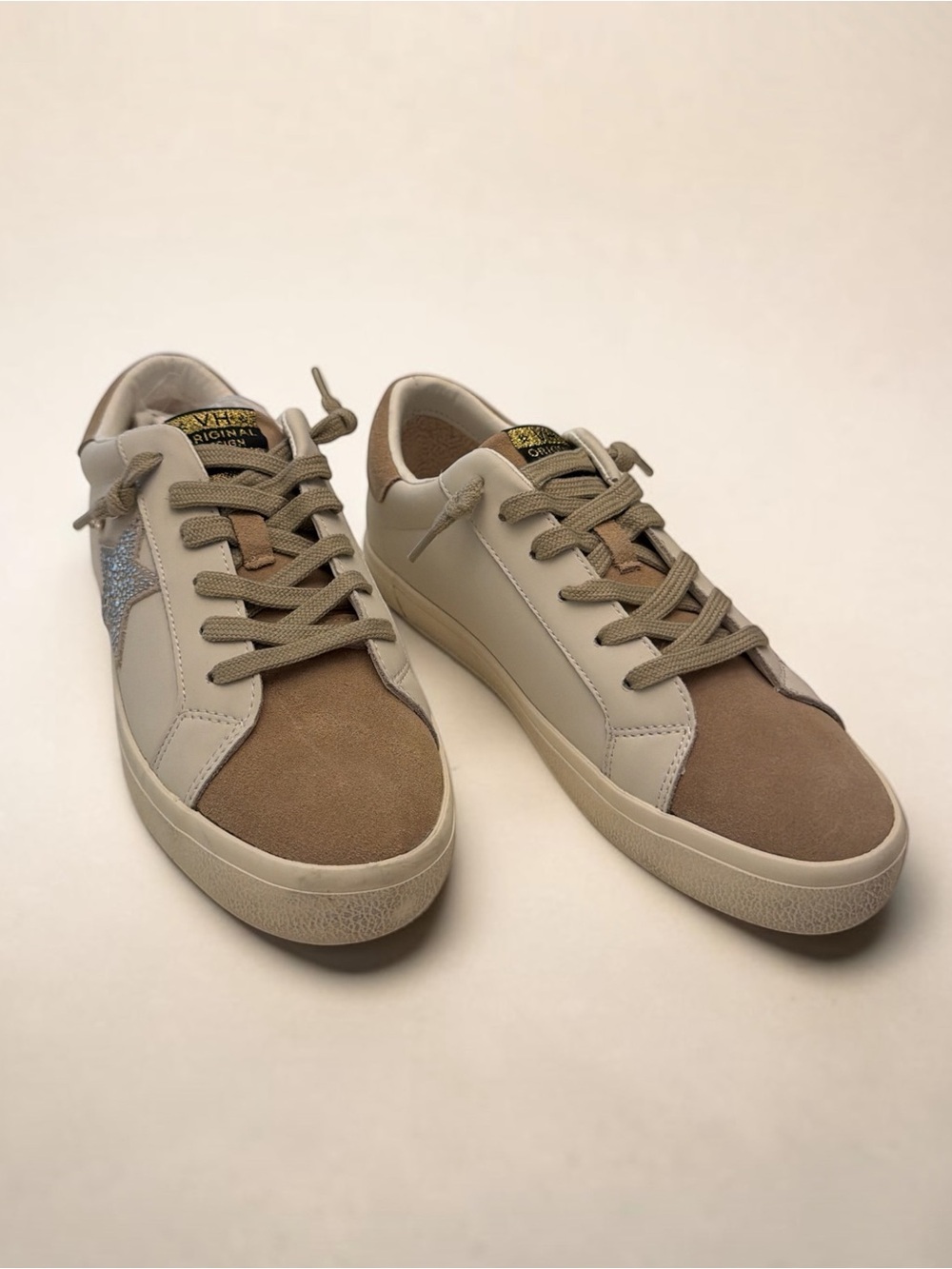 Vintage Havana Neutral Suede & Leather Low-Top Sneakers